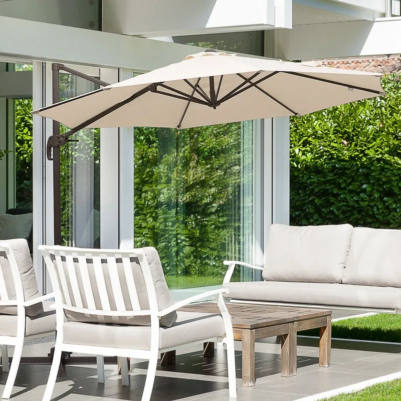 10' Outdoor Hanging Patio Umbrella - Cream White