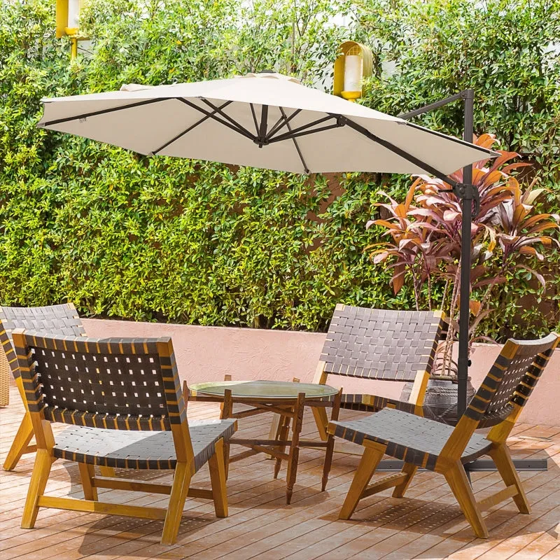 10' Outdoor Hanging Patio Umbrella - Cream White