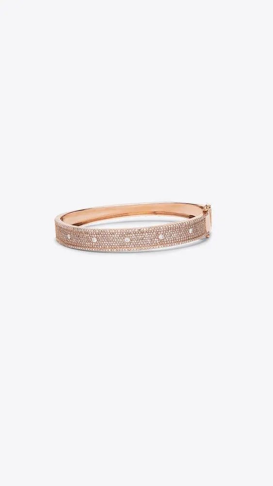 14k Rose Gold and Diamond Half Pave Bangle