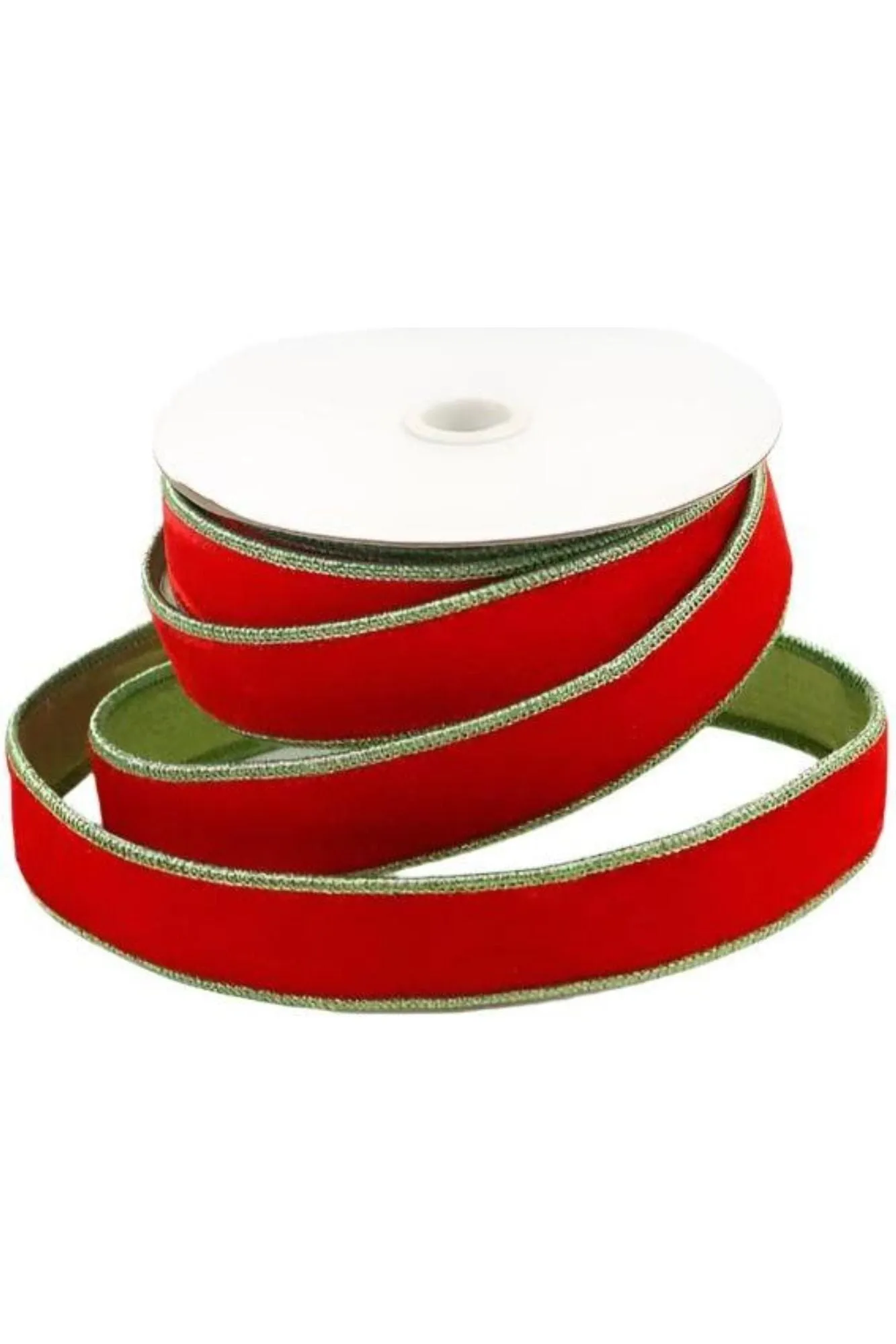 1.5" Red Velvet Lime Green Dupion Ribbon (5 Yards)