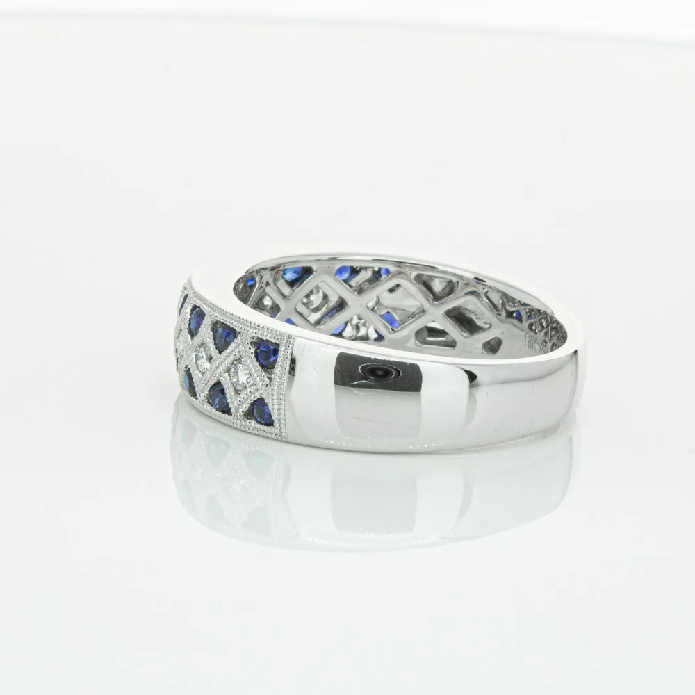 18ct White Gold .62ct Sapphire & Diamond Honour Band