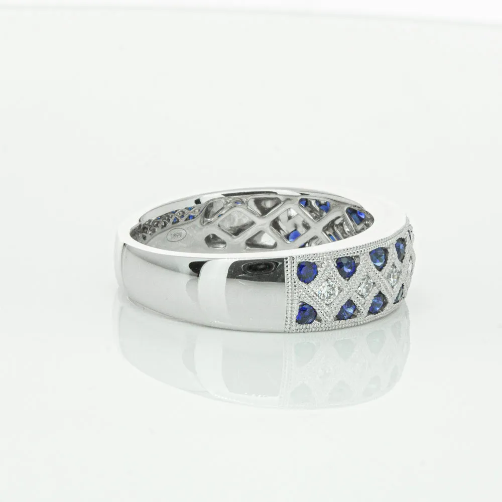 18ct White Gold .62ct Sapphire & Diamond Honour Band