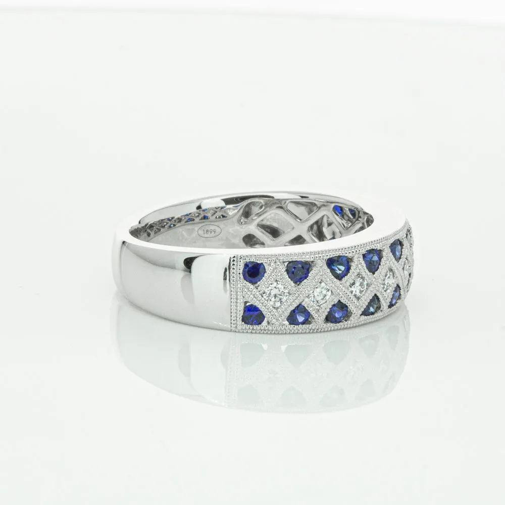 18ct White Gold .62ct Sapphire & Diamond Honour Band