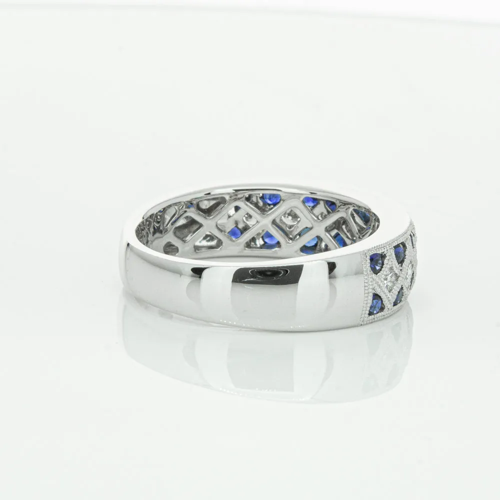 18ct White Gold .62ct Sapphire & Diamond Honour Band