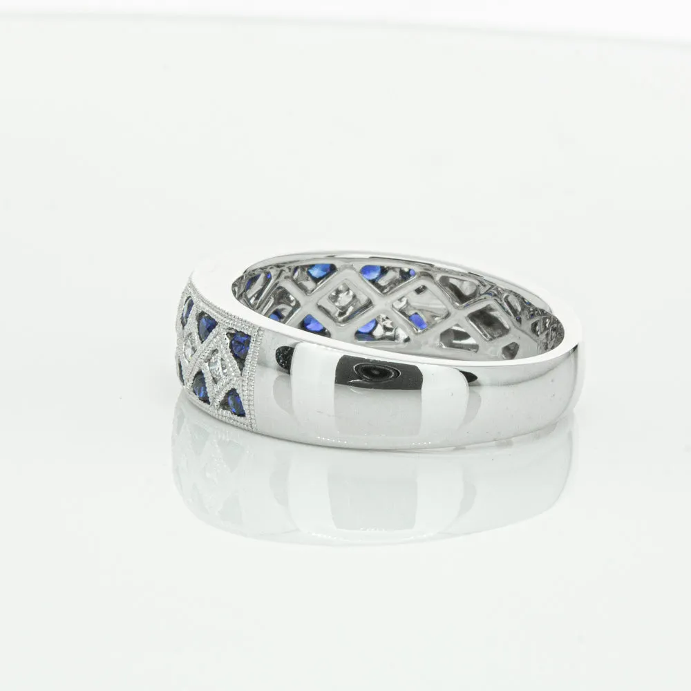 18ct White Gold .62ct Sapphire & Diamond Honour Band