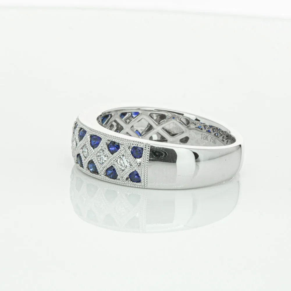 18ct White Gold .62ct Sapphire & Diamond Honour Band