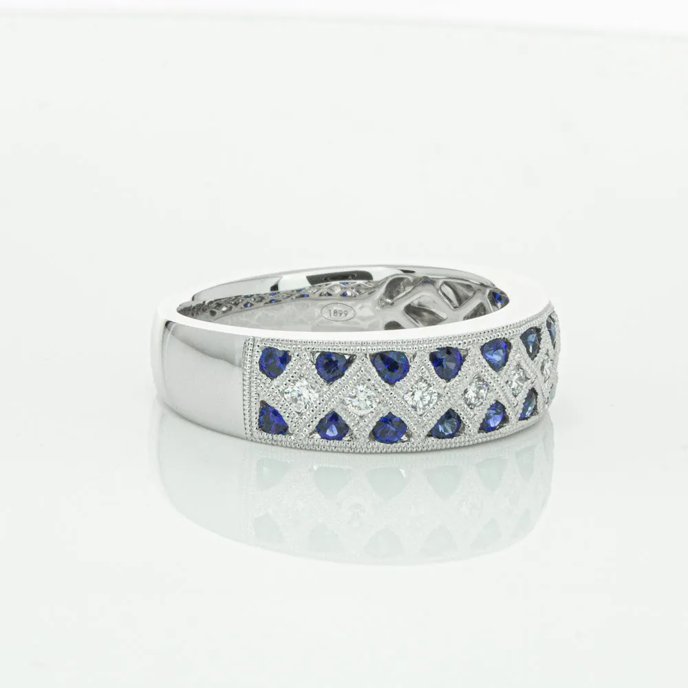 18ct White Gold .62ct Sapphire & Diamond Honour Band