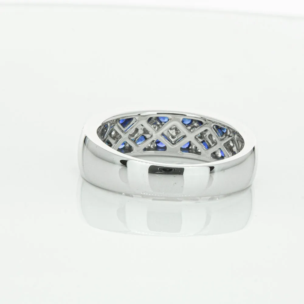 18ct White Gold .62ct Sapphire & Diamond Honour Band