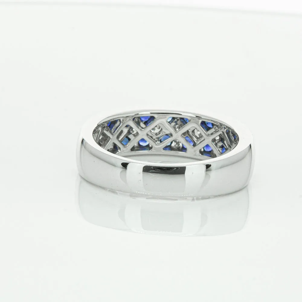 18ct White Gold .62ct Sapphire & Diamond Honour Band