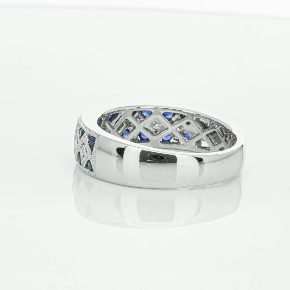 18ct White Gold .62ct Sapphire & Diamond Honour Band