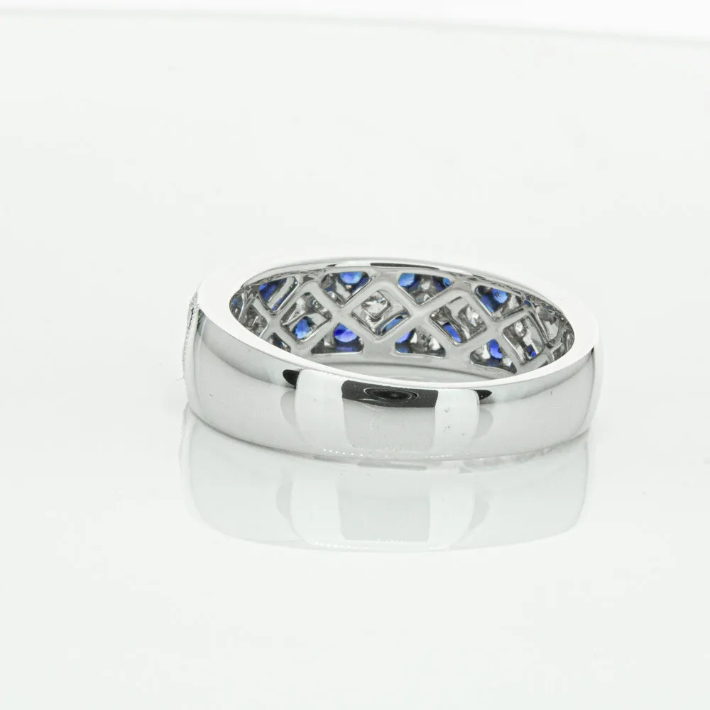 18ct White Gold .62ct Sapphire & Diamond Honour Band