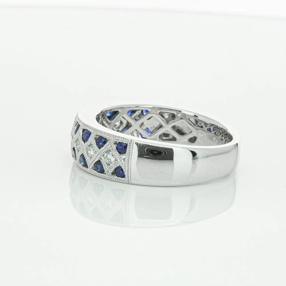 18ct White Gold .62ct Sapphire & Diamond Honour Band