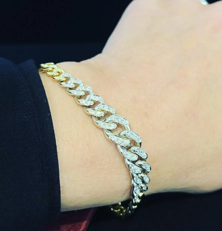 18ct Yellow Gold & Diamond Curb Link Bracelet