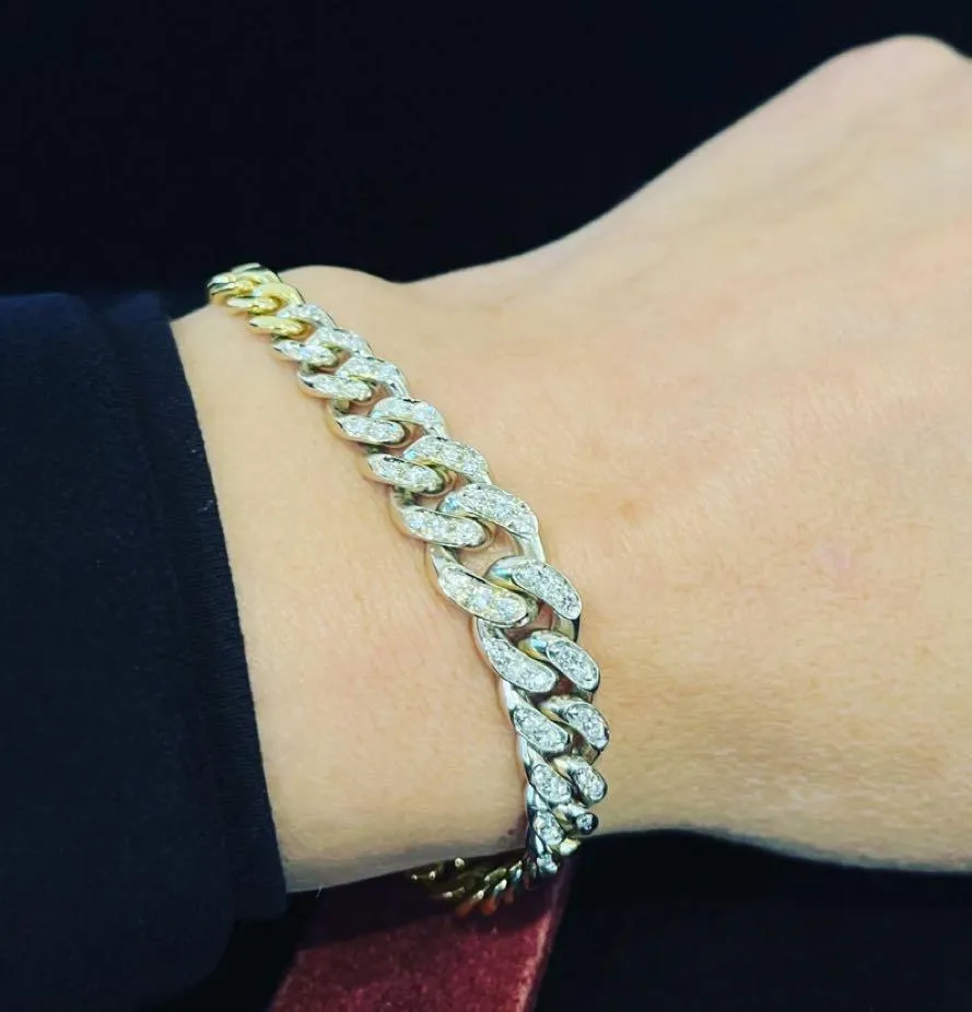 18ct Yellow Gold & Diamond Curb Link Bracelet