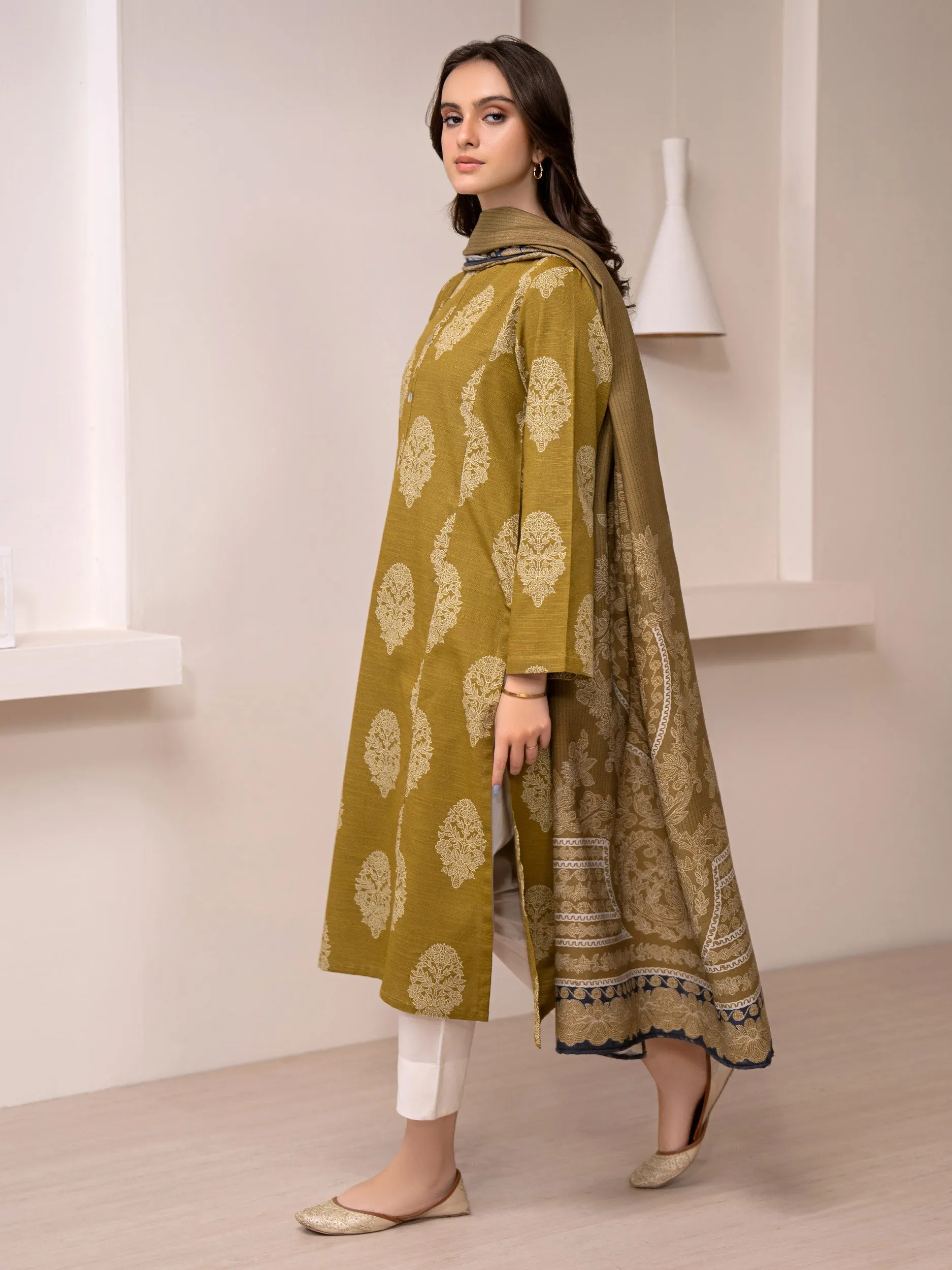 2 Piece Khaddar Suit-Printed (Unstitched)