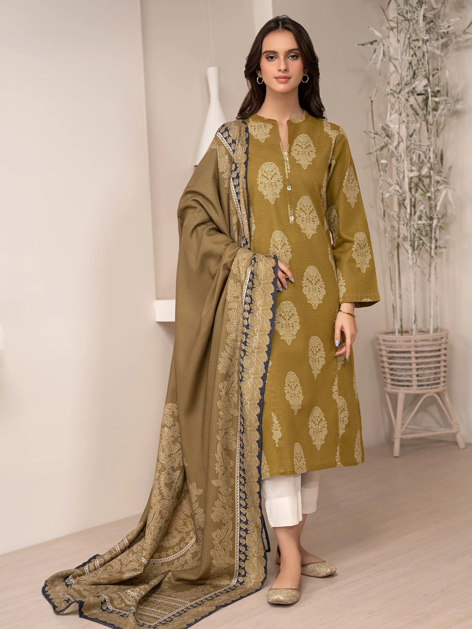 2 Piece Khaddar Suit-Printed (Unstitched)