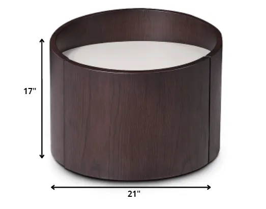 21" Round Modern Brown Oak Finish End Table By Homeroots