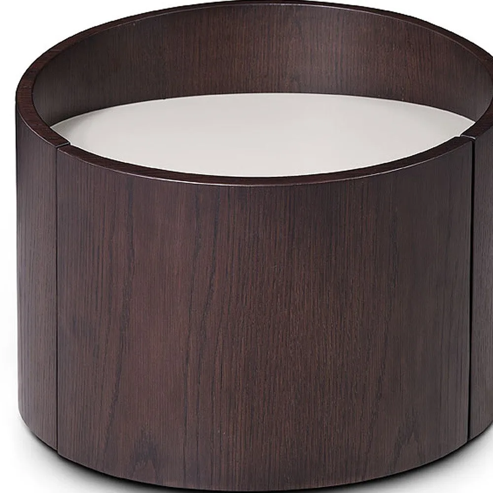 21" Round Modern Brown Oak Finish End Table By Homeroots