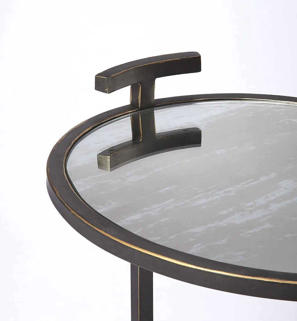 23" Black Mirrored Oval End Table With Shelf By Homeroots