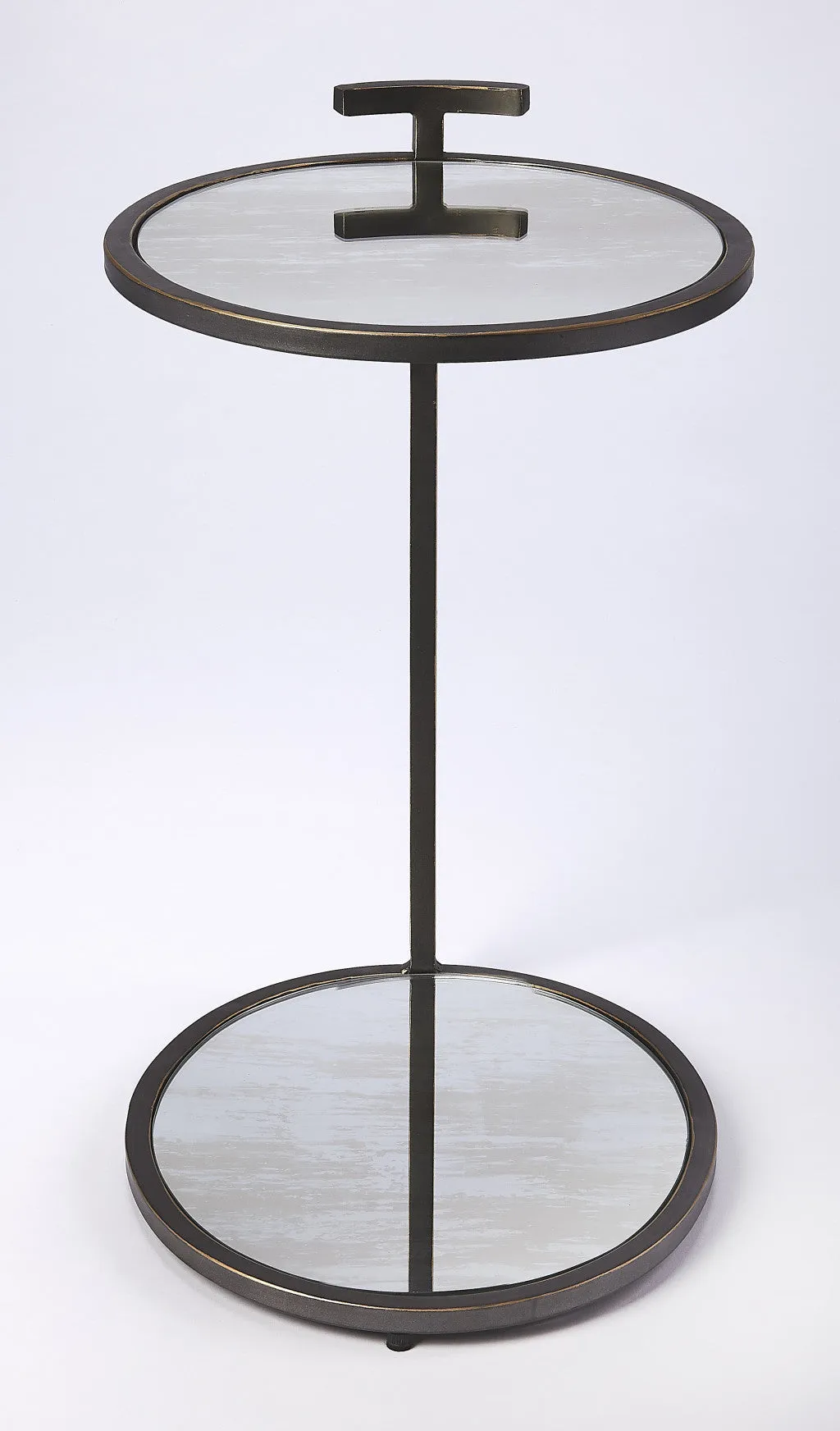 23" Black Mirrored Oval End Table With Shelf By Homeroots