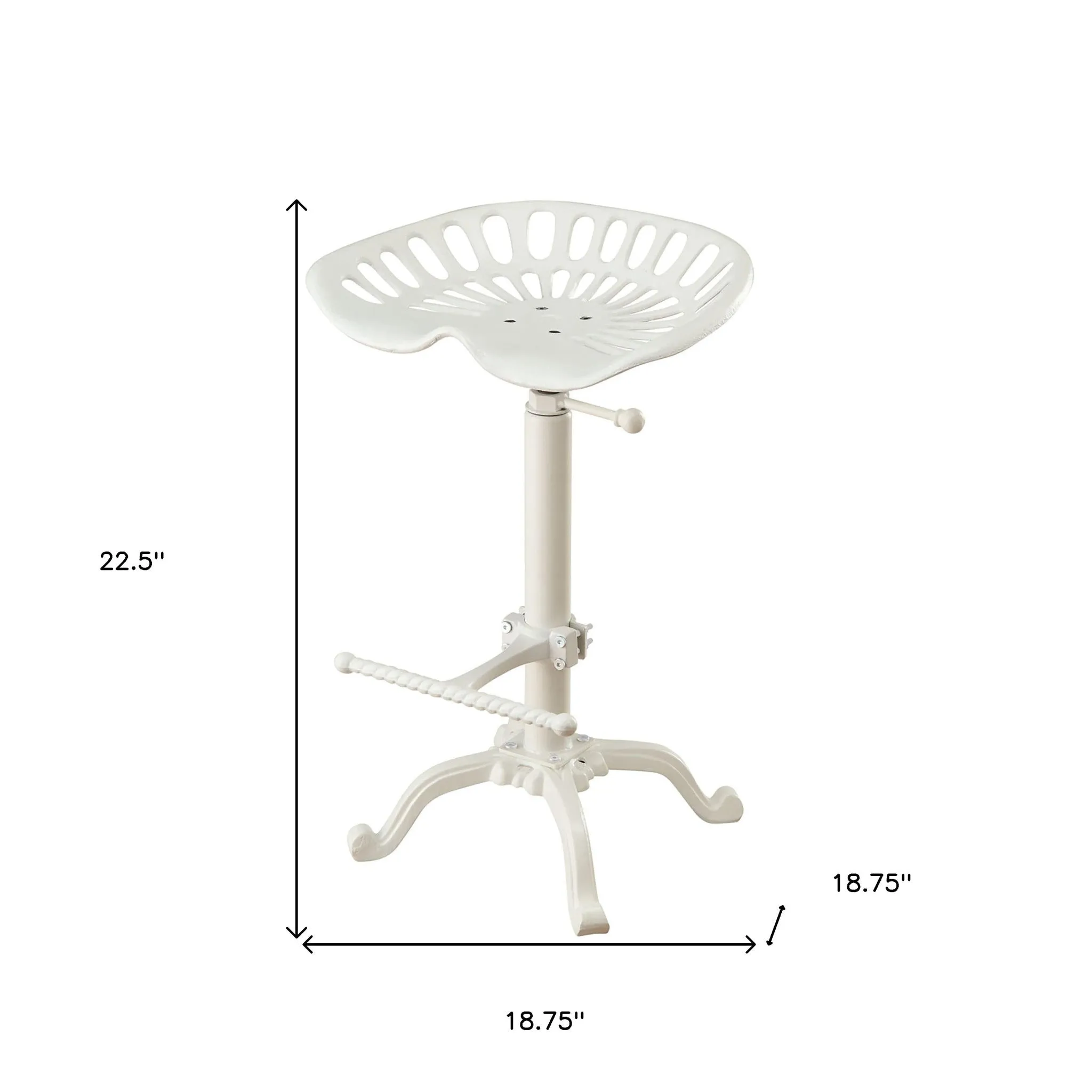 23" White Backless Adjustable Height Bar Chair With Footrest By Homeroots