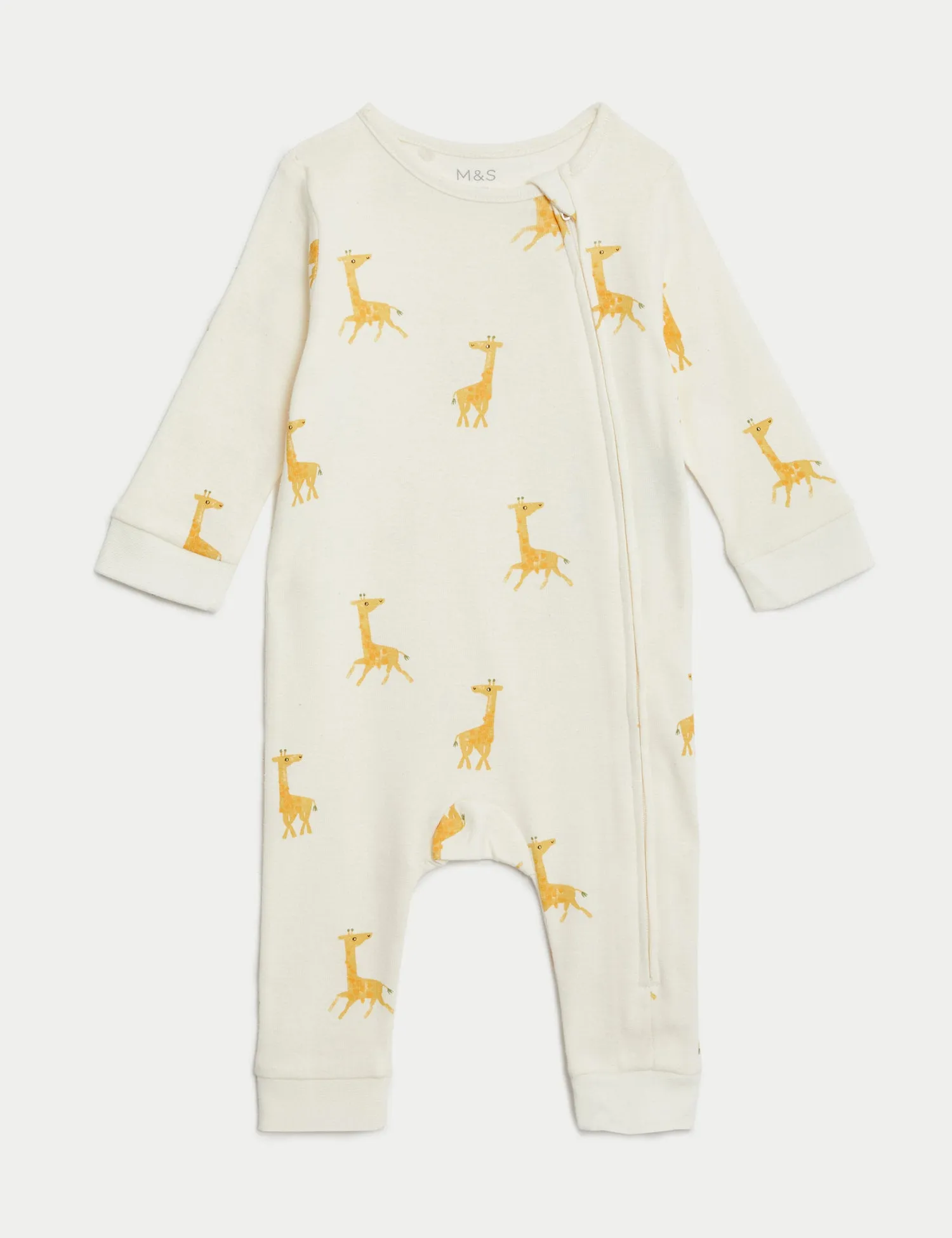 2pk Pure Cotton Giraffe Sleepsuits