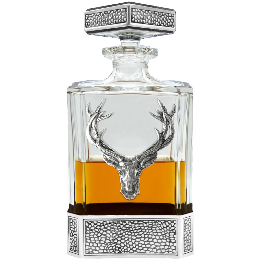 650ml Whisky, Wine & Spirit REGAL STAG RECTANGULAR PEWTER DECANTER