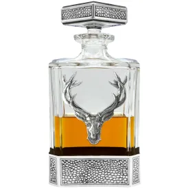 650ml Whisky, Wine & Spirit REGAL STAG RECTANGULAR PEWTER DECANTER