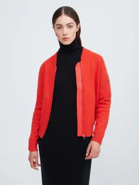 Aarhus Cashmere-Leather Bomber - Poppy Red