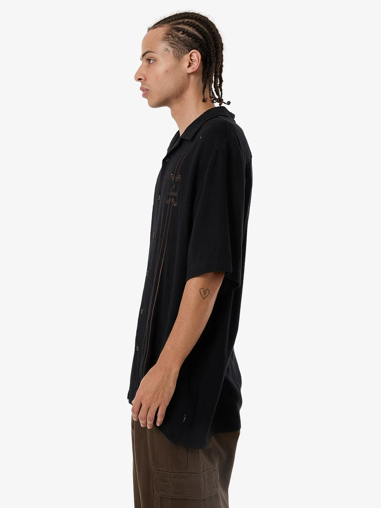 Above It All Bowling Shirt - Black