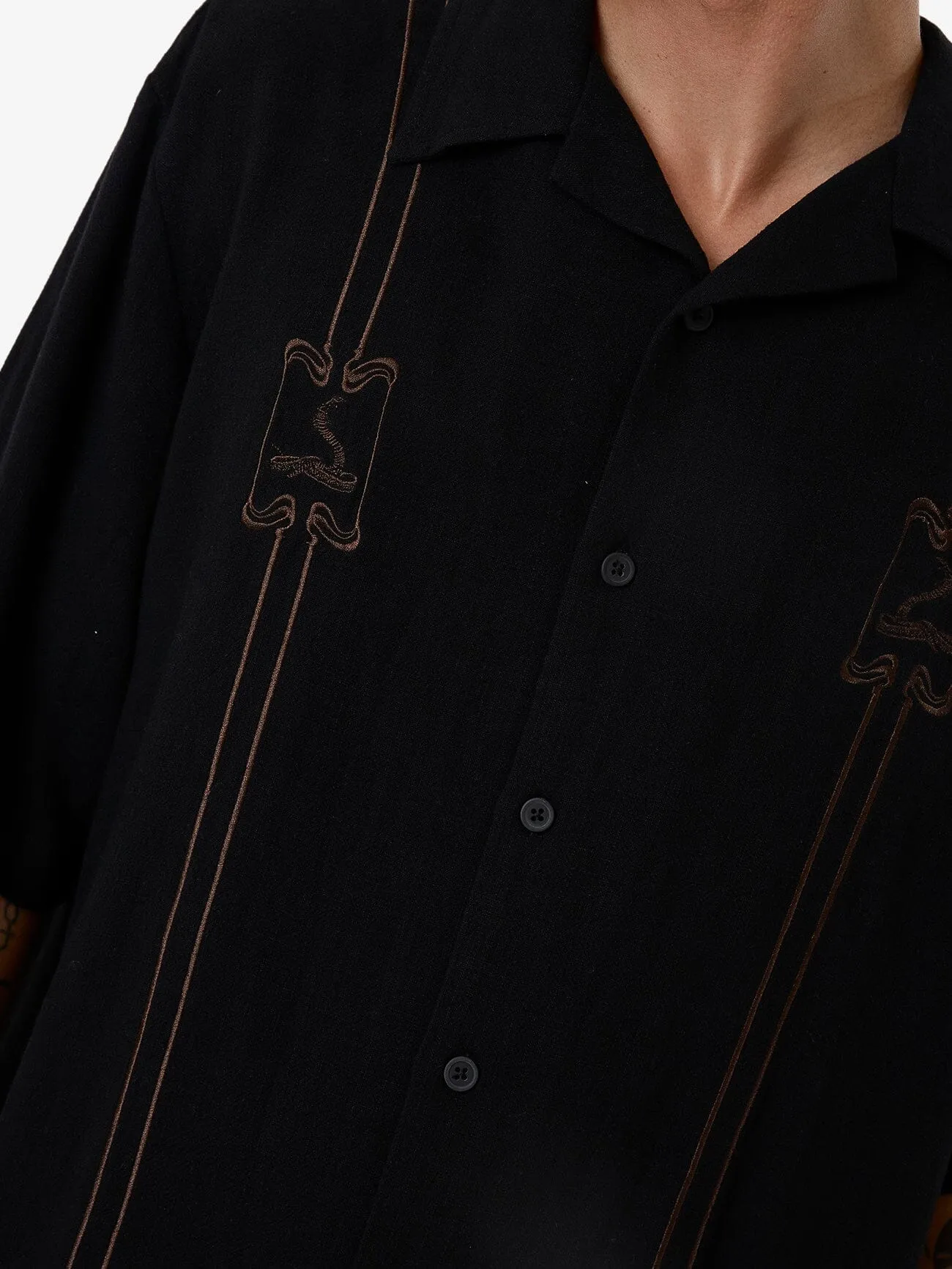 Above It All Bowling Shirt - Black