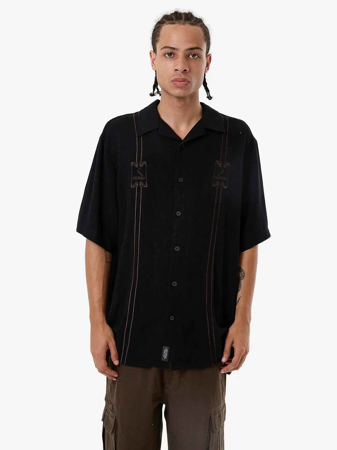 Above It All Bowling Shirt - Black