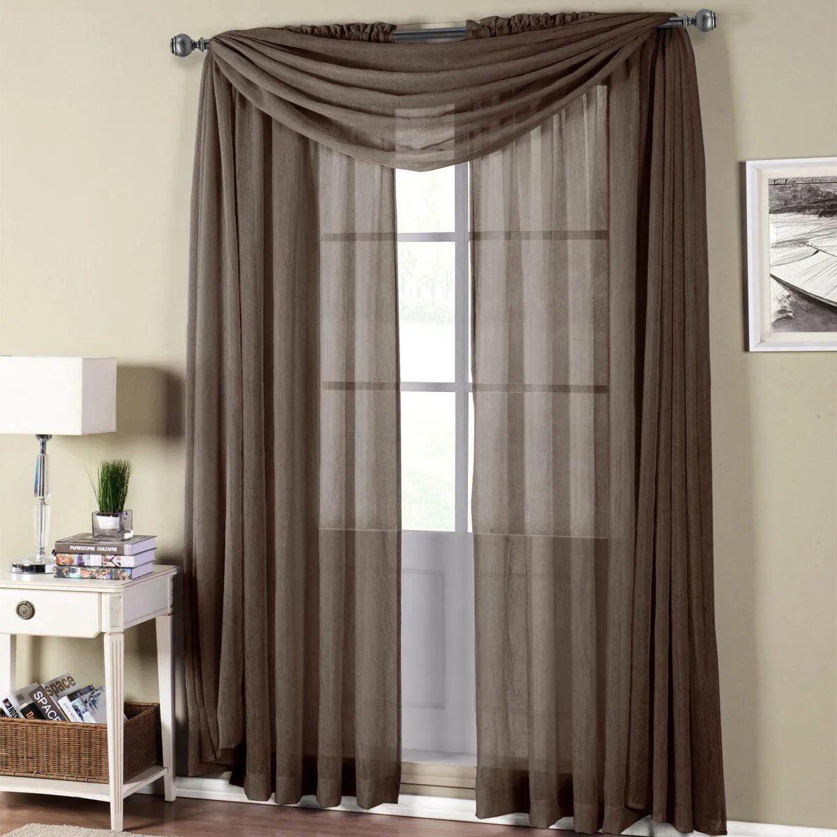 Abri Rod Pocket Crushed Sheer Curtain Panel (Single)