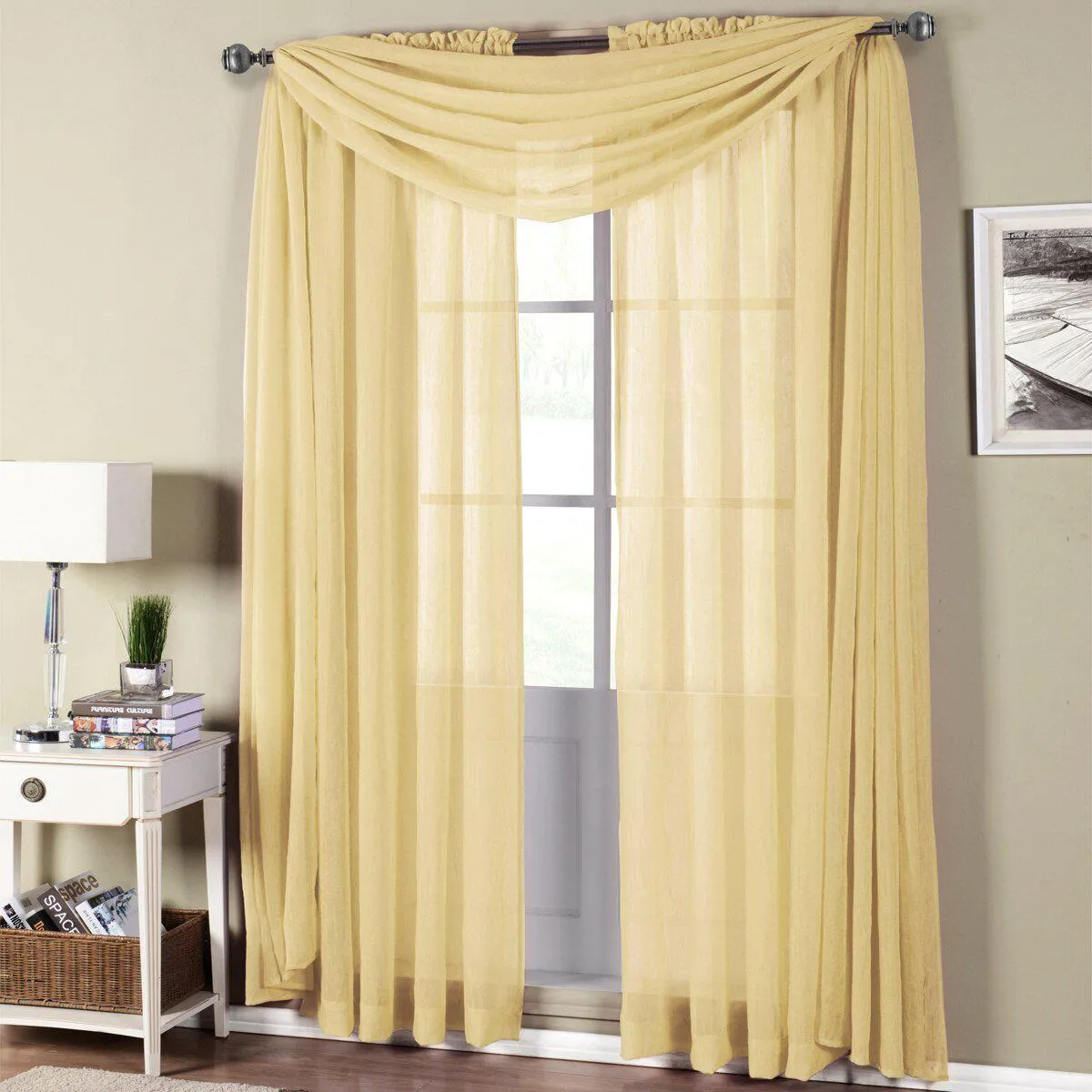 Abri Rod Pocket Crushed Sheer Curtain Panel (Single)