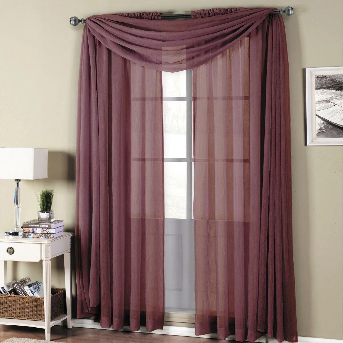 Abri Rod Pocket Crushed Sheer Curtain Panel (Single)