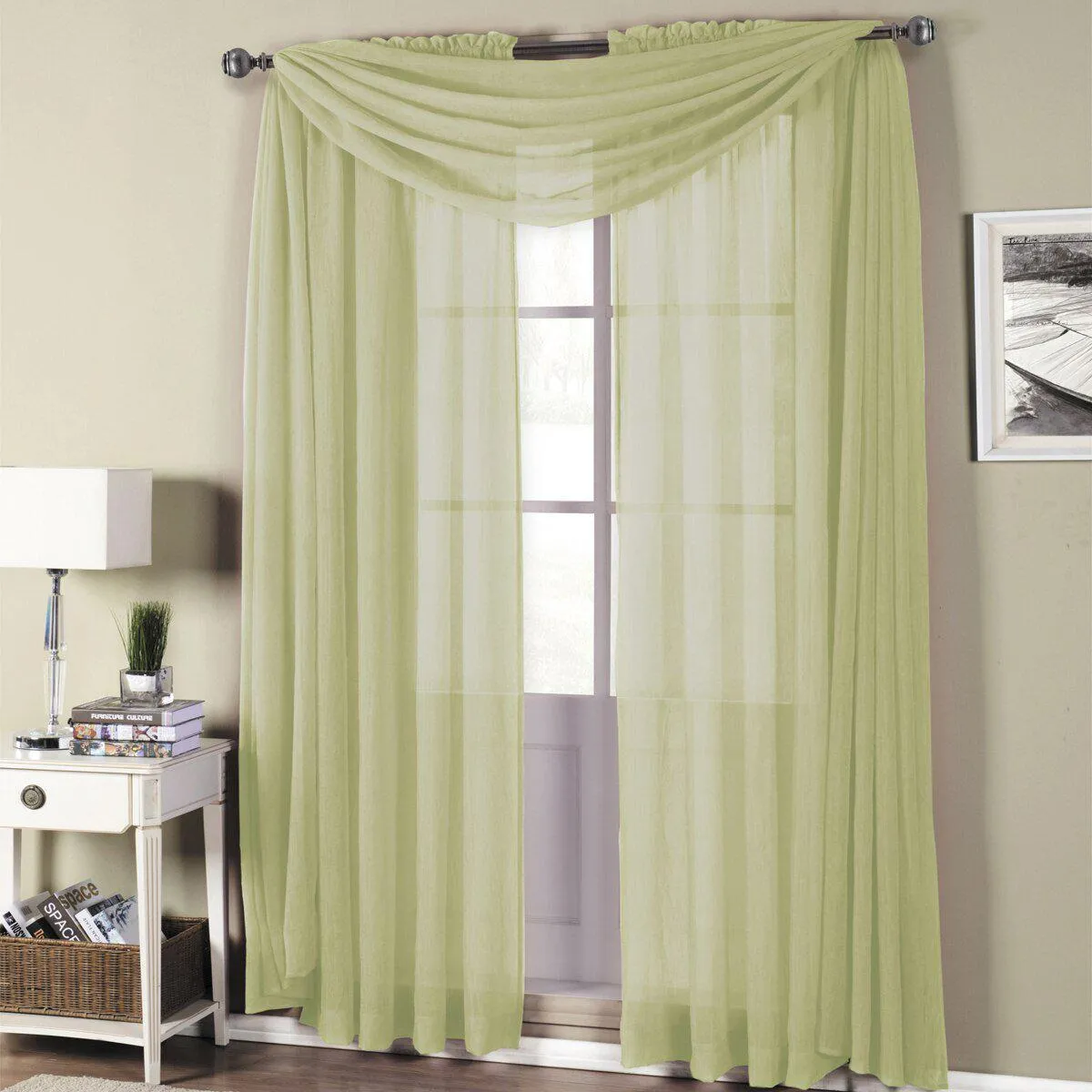 Abri Rod Pocket Crushed Sheer Curtain Panel (Single)