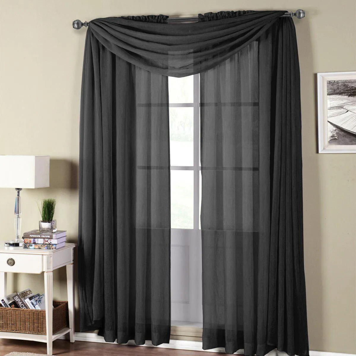 Abri Rod Pocket Crushed Sheer Curtain Panel (Single)