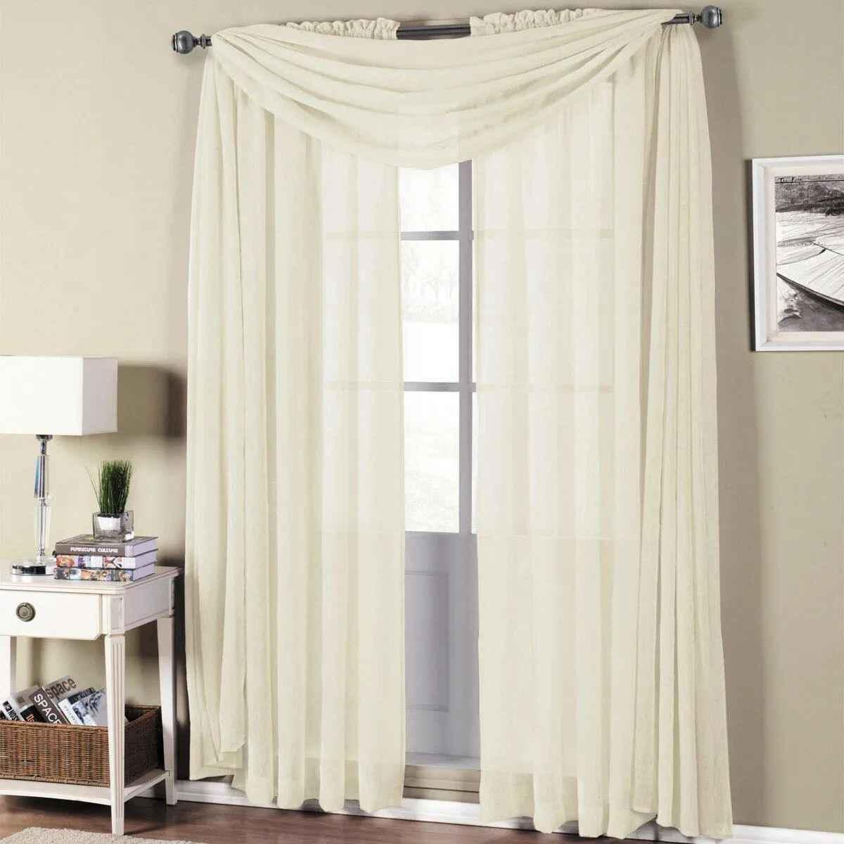 Abri Rod Pocket Crushed Sheer Curtain Panel (Single)