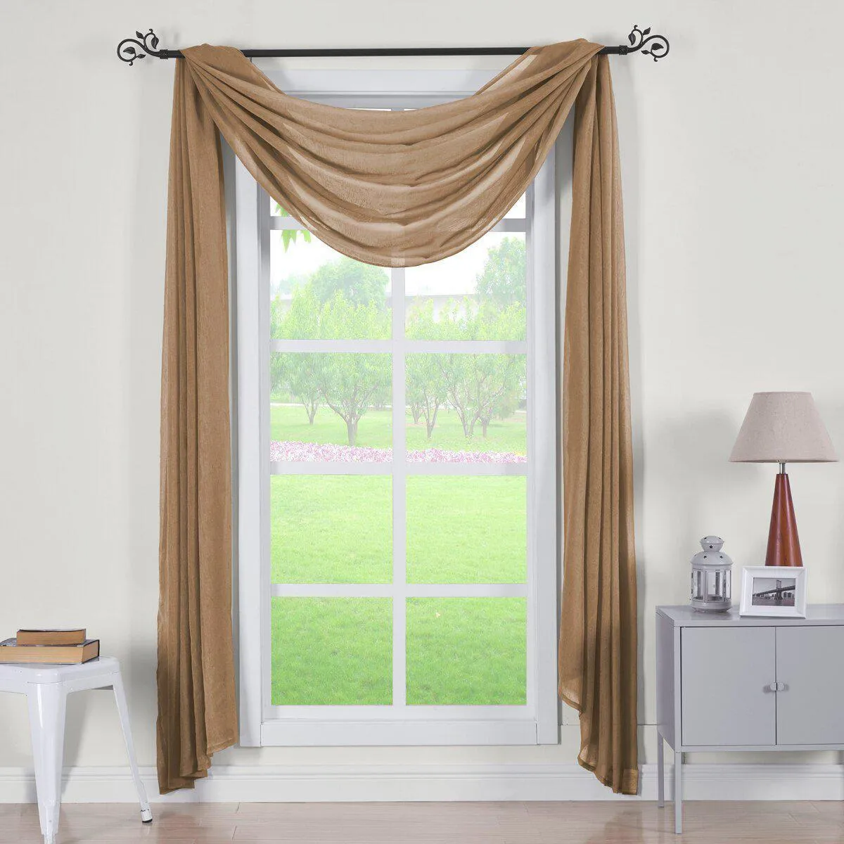 Abri Rod Pocket Crushed Sheer Curtain Panel (Single)