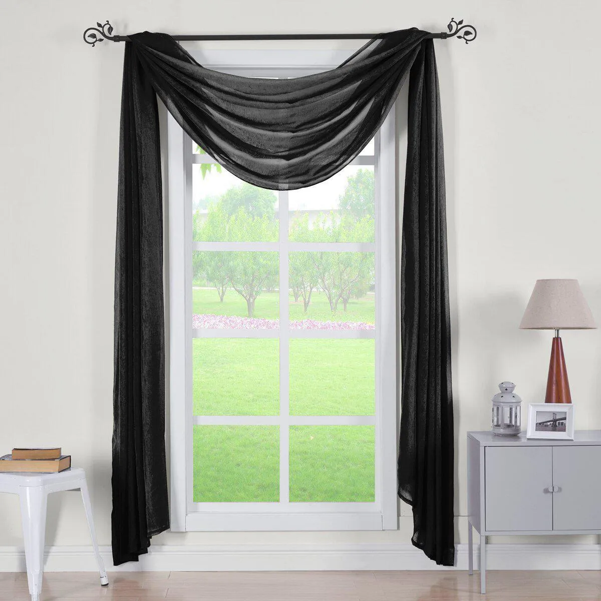 Abri Rod Pocket Crushed Sheer Curtain Panel (Single)