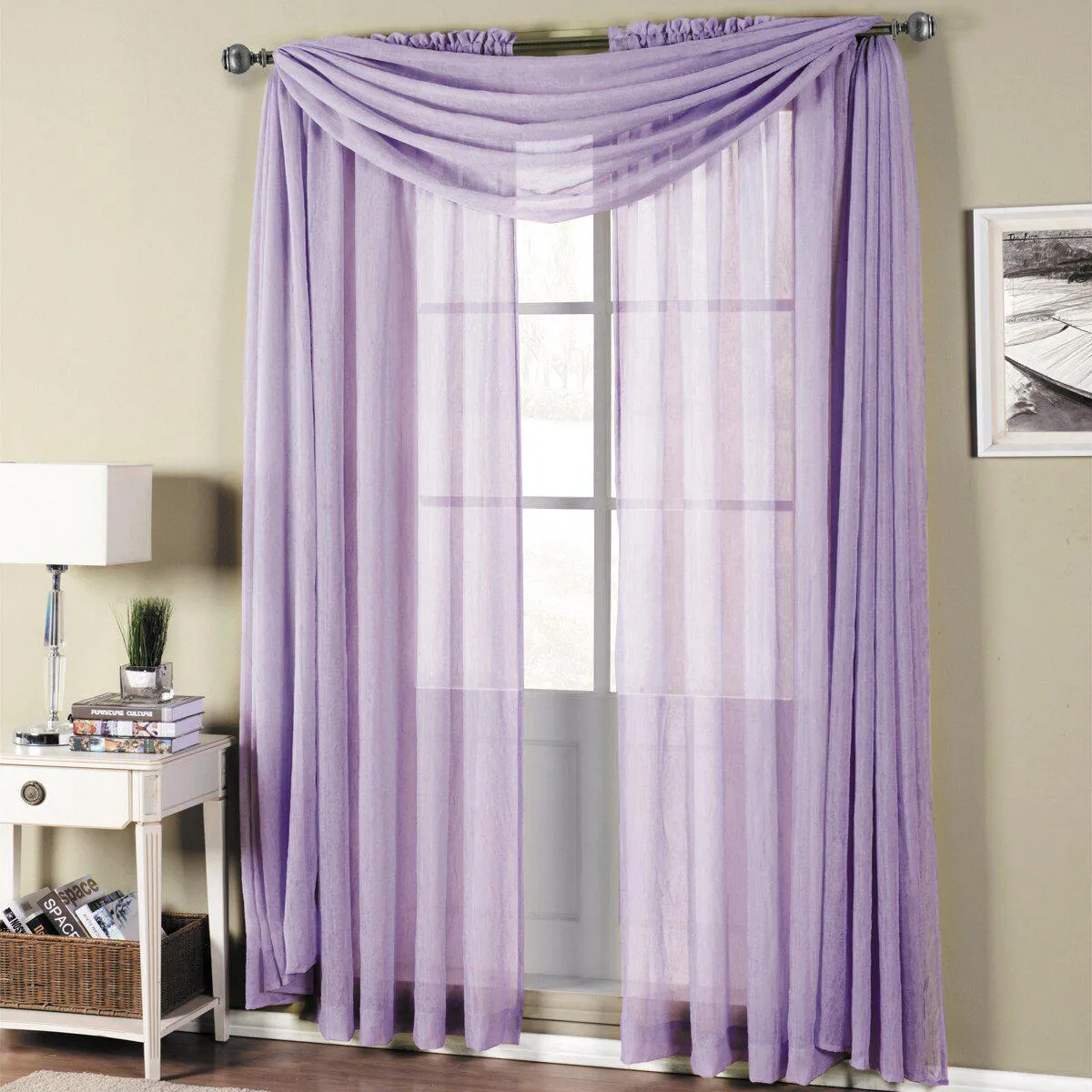 Abri Rod Pocket Crushed Sheer Curtain Panel (Single)