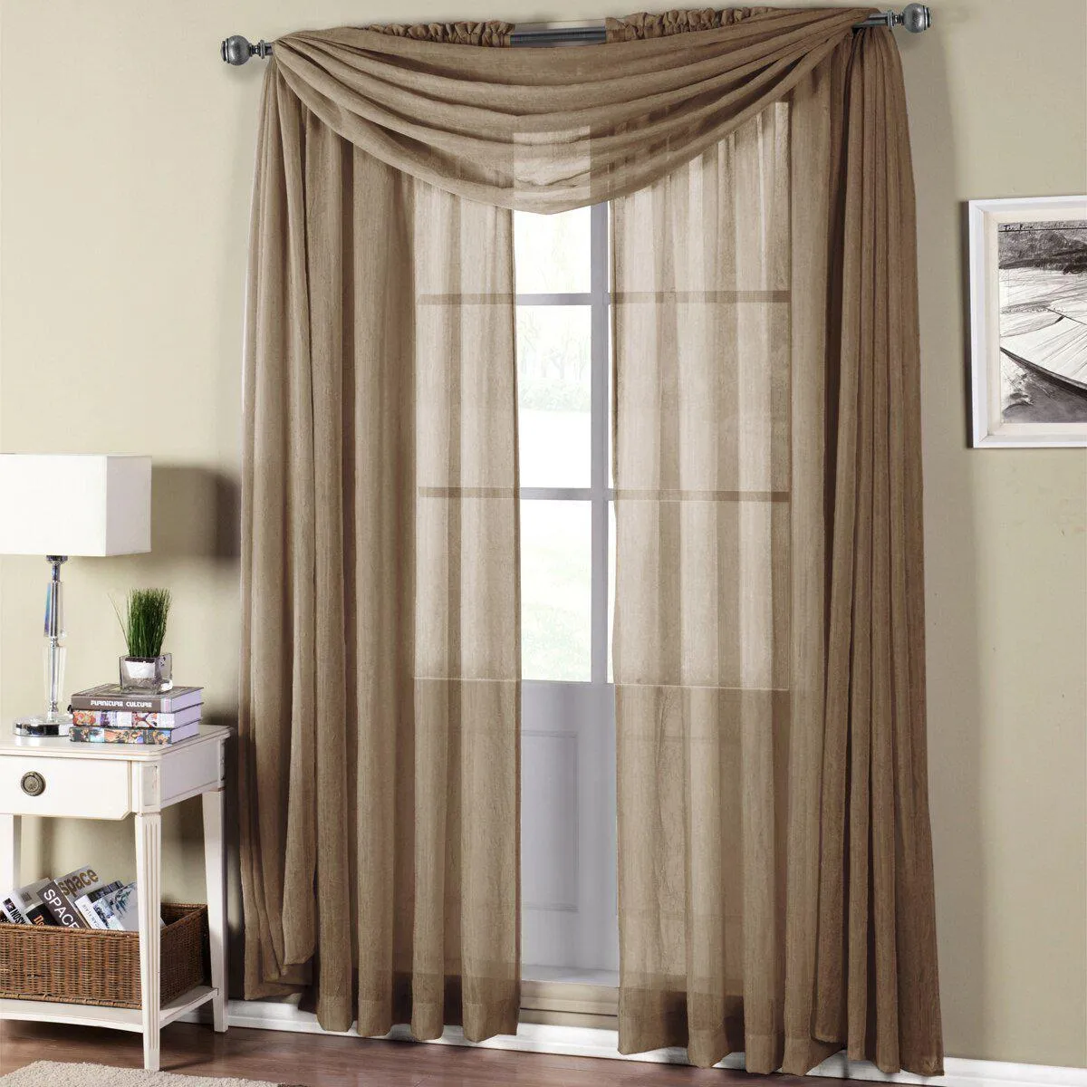 Abri Rod Pocket Crushed Sheer Curtain Panel (Single)