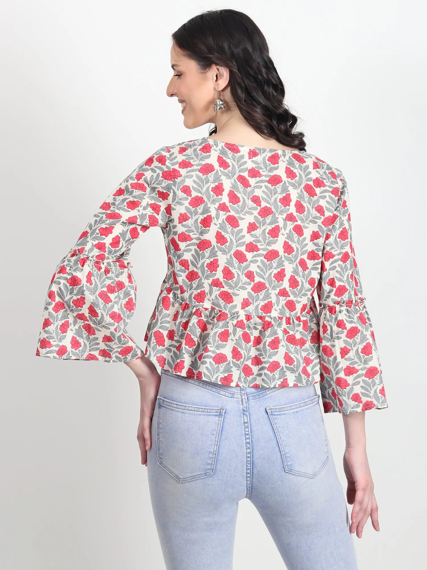 Adele FLORAL Printed RED Top