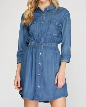 Ailyn Chambray Shirt Dress in Blue Denim | Blue Denim