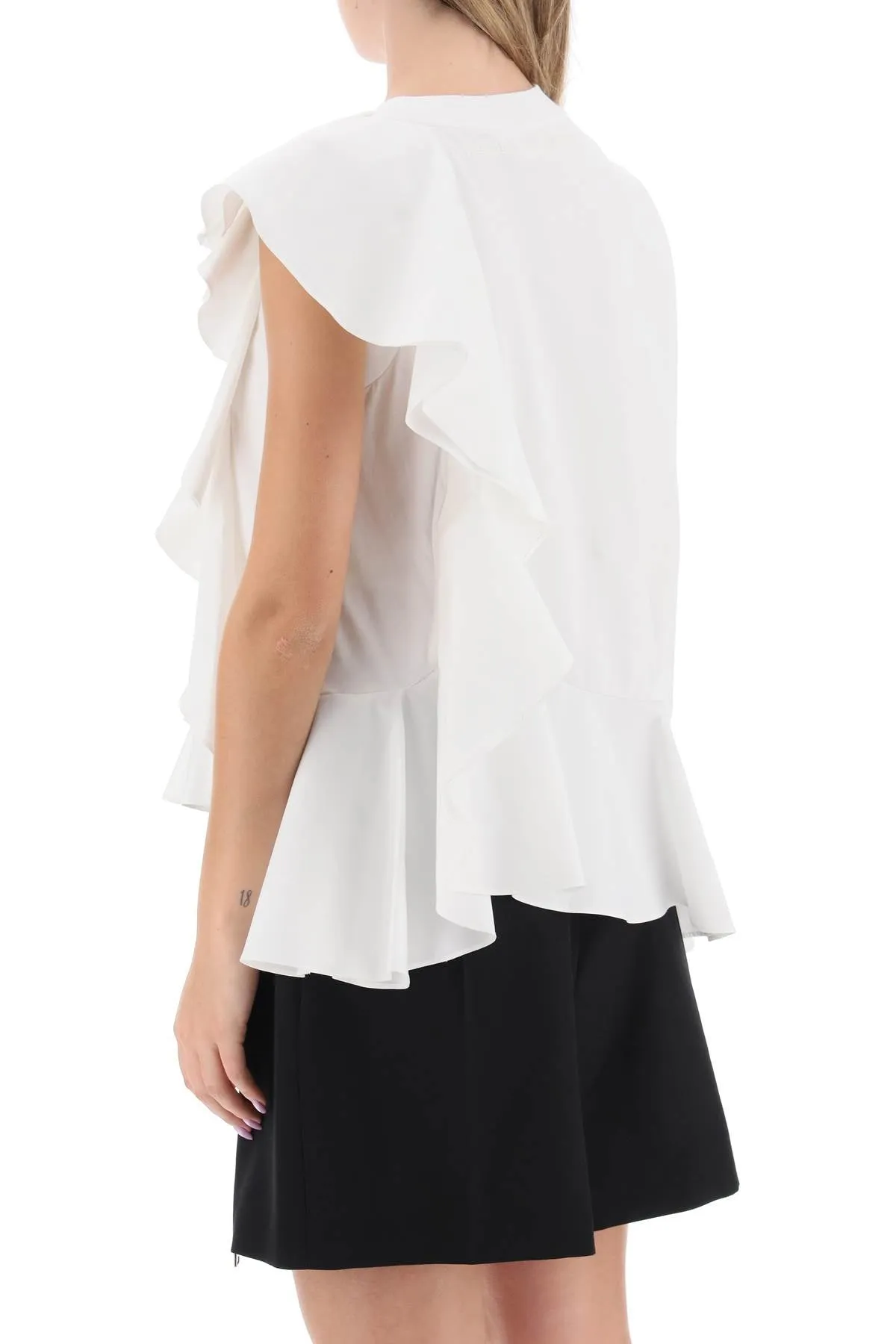 Alexander Mcqueen Ruffled Asymmetric Jersey Top (Size - 40)