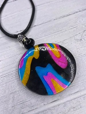 Alisha D Resin Watercolor Circle Pendant Statement Necklace