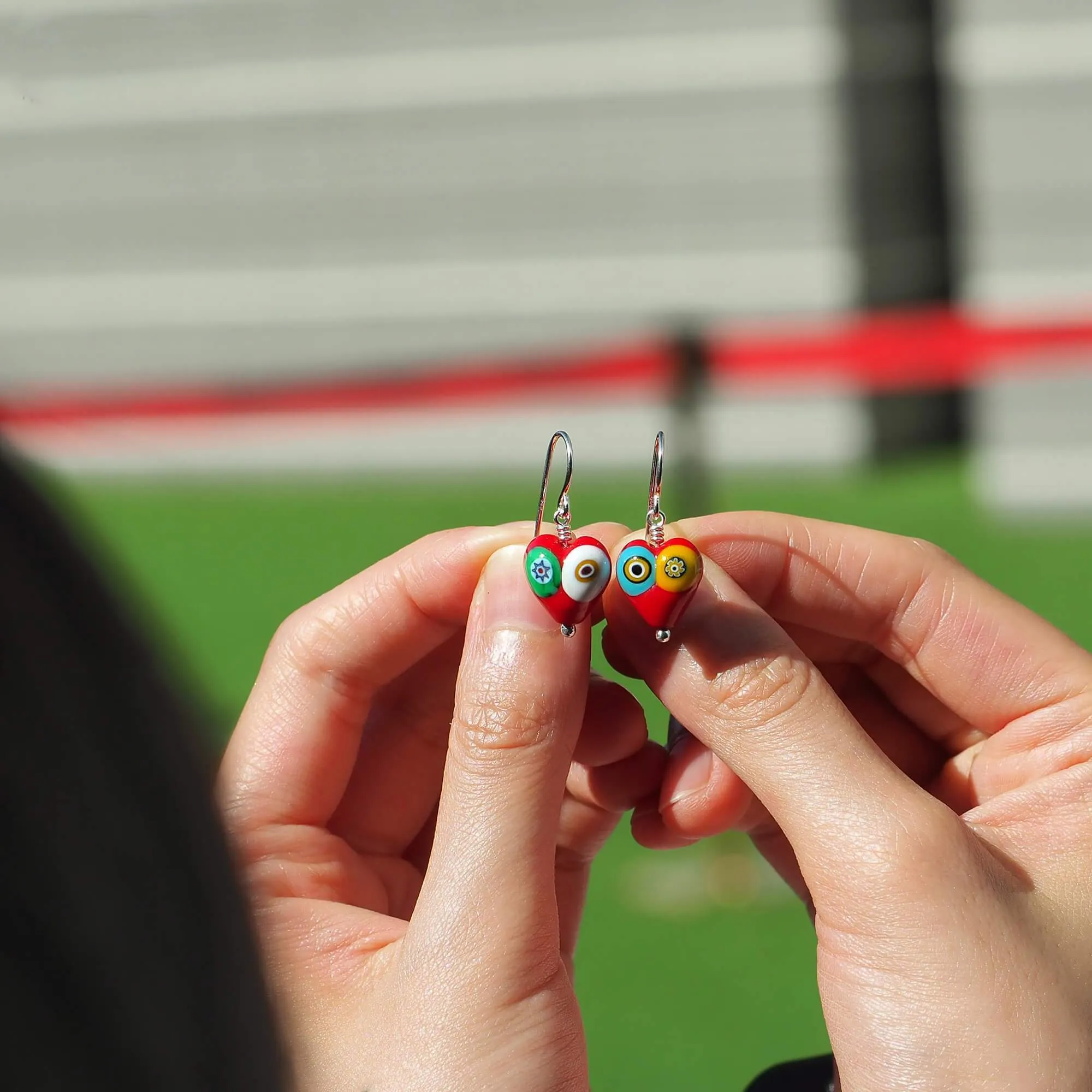 Artylish Red Heart Earrings