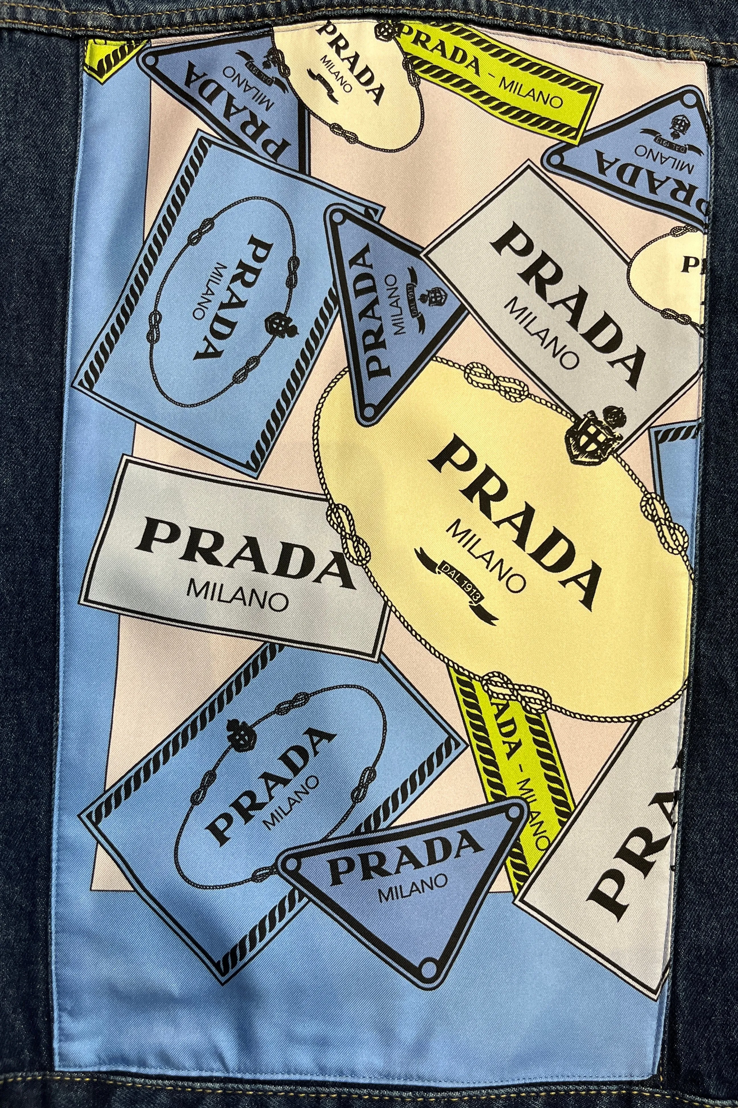 Ascend Prada Silk Scarf Denim Jacket