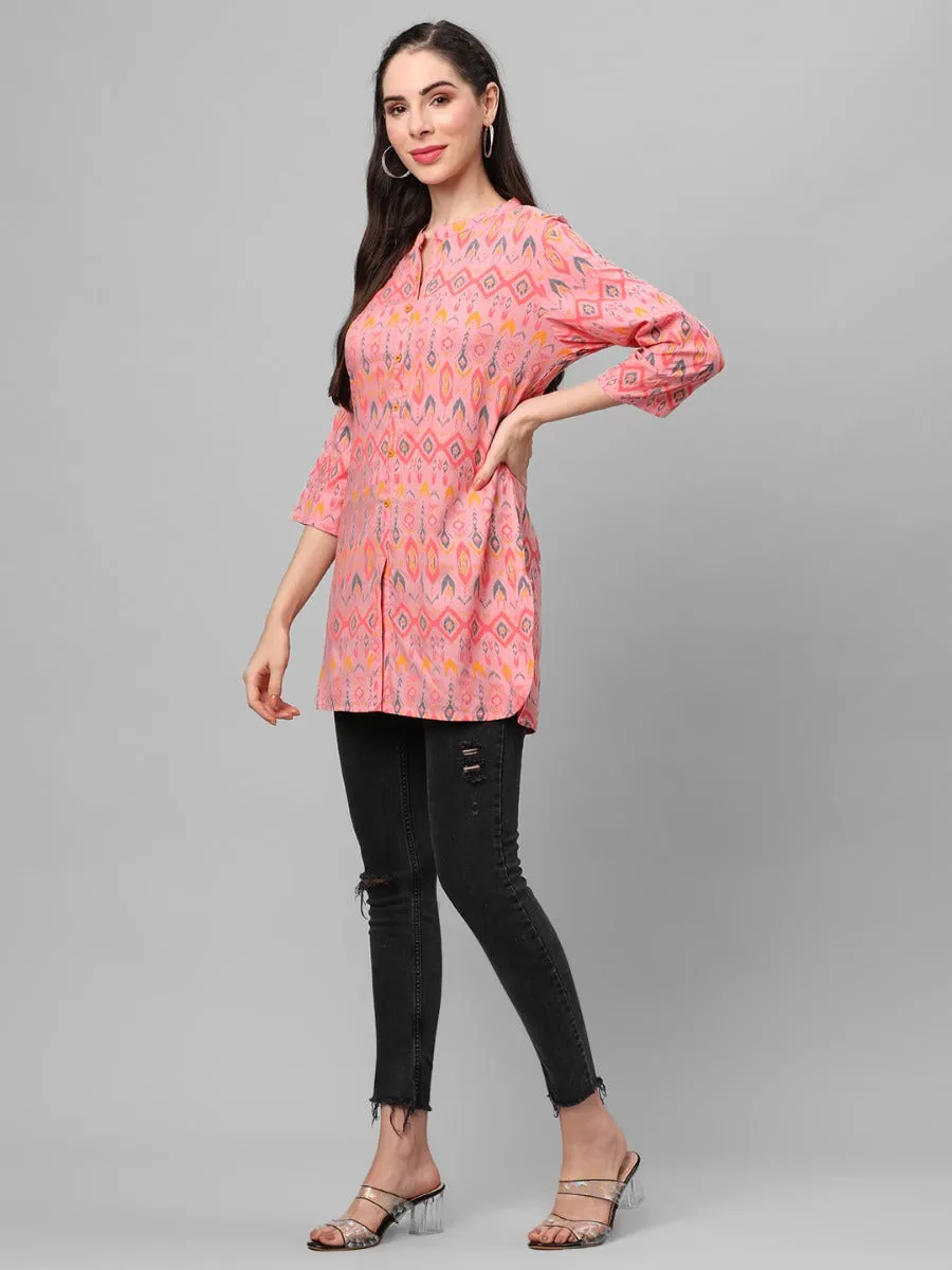 Baby Pink Geometric Printed Tunic