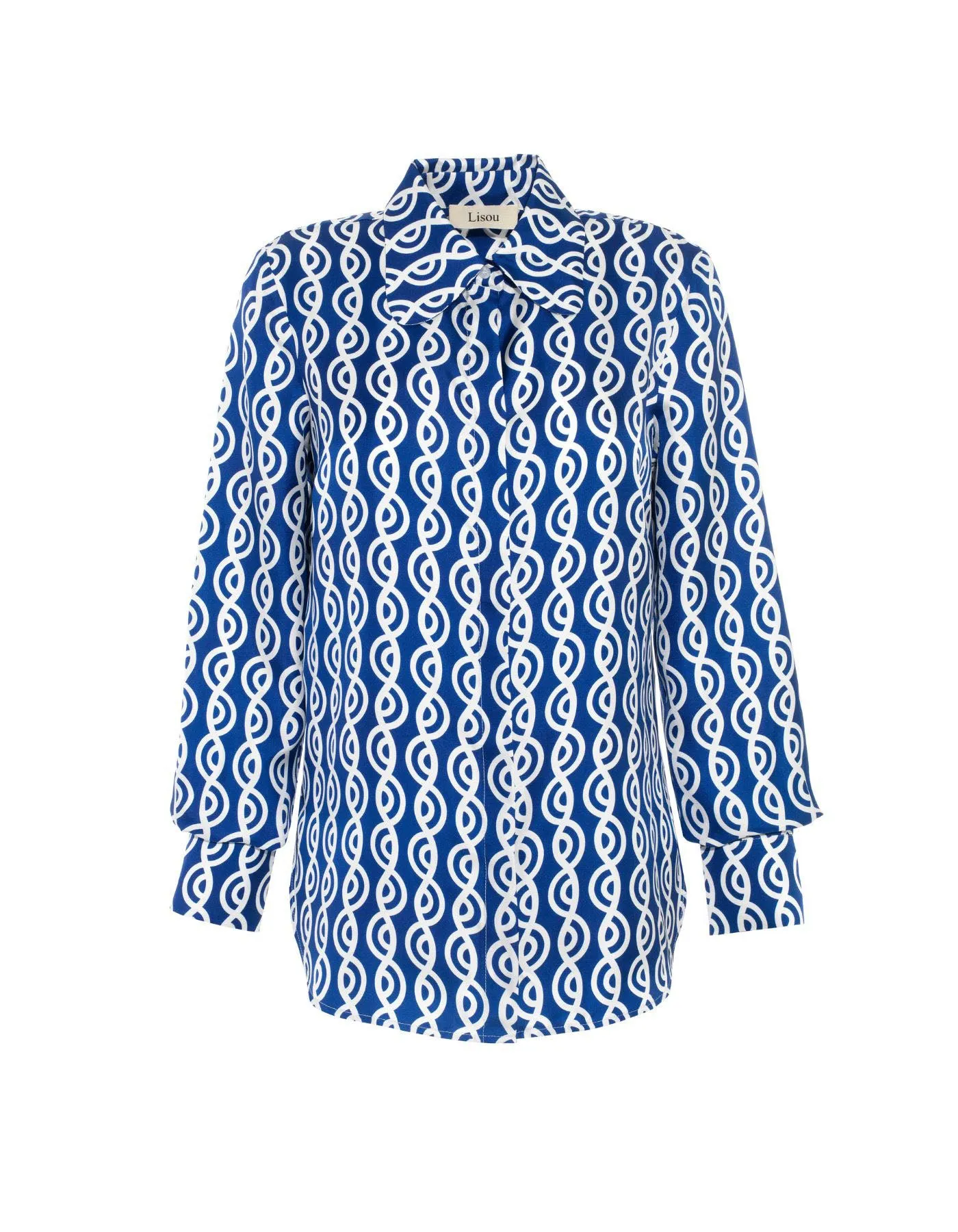 Bailey Blue Twister Print Silk Twill Shirt